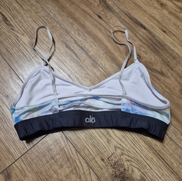 Alo White Tidal Flow Blue sports bra light support bralette - Picture 6 of 6